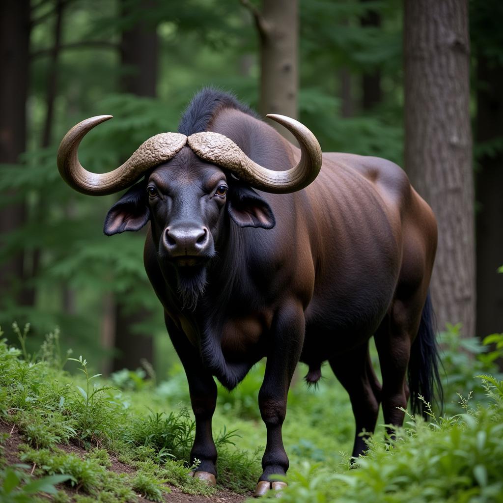 Gaur Standing in Forest