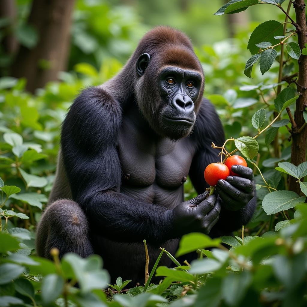 Gorilla eating habits in their natural habitat