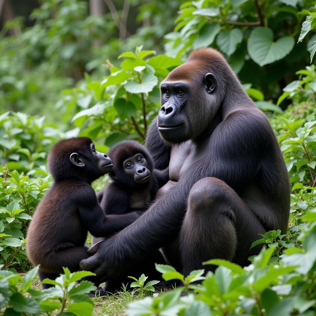 Gorilla family dynamics in the African rainforest