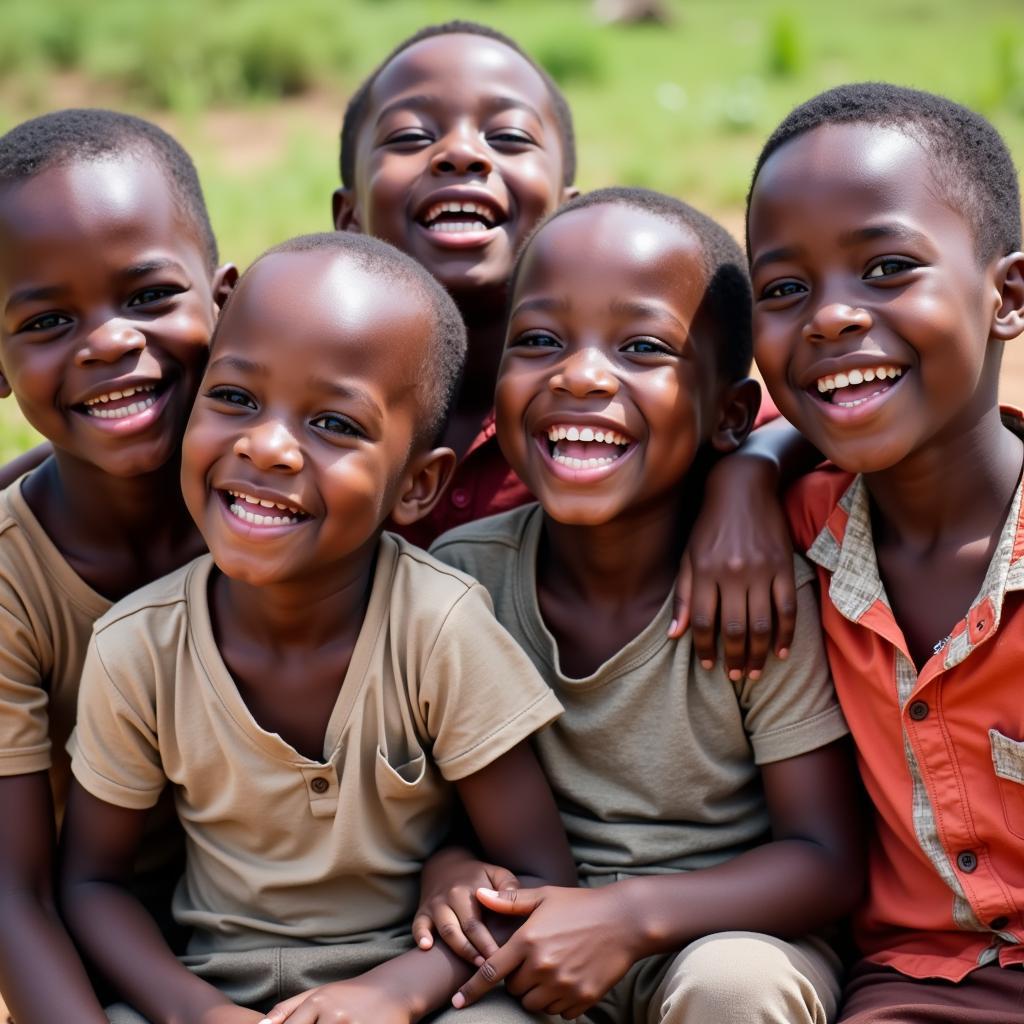 Group of African kids laughing together