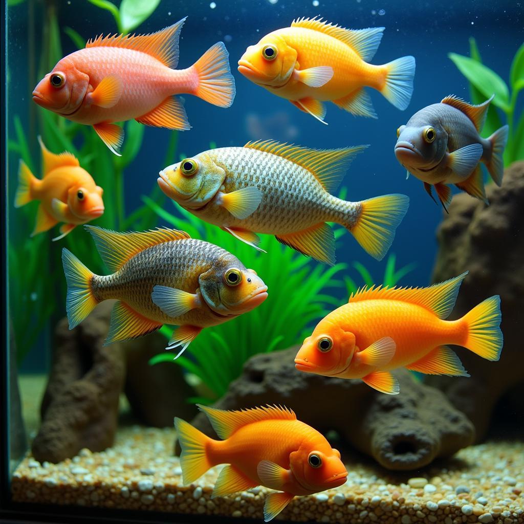 Healthy African Cichlids in a Store