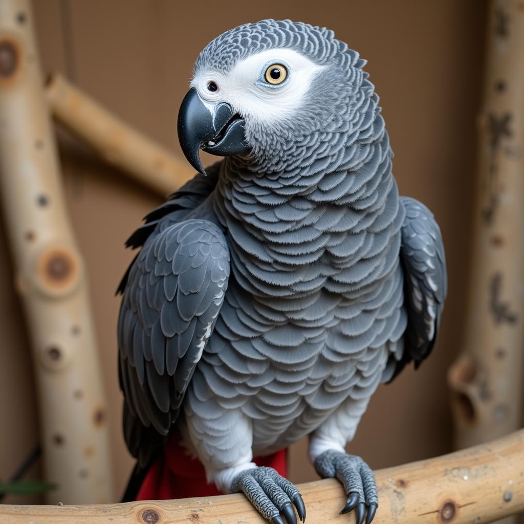 Healthy African Gray Parrot After Molt