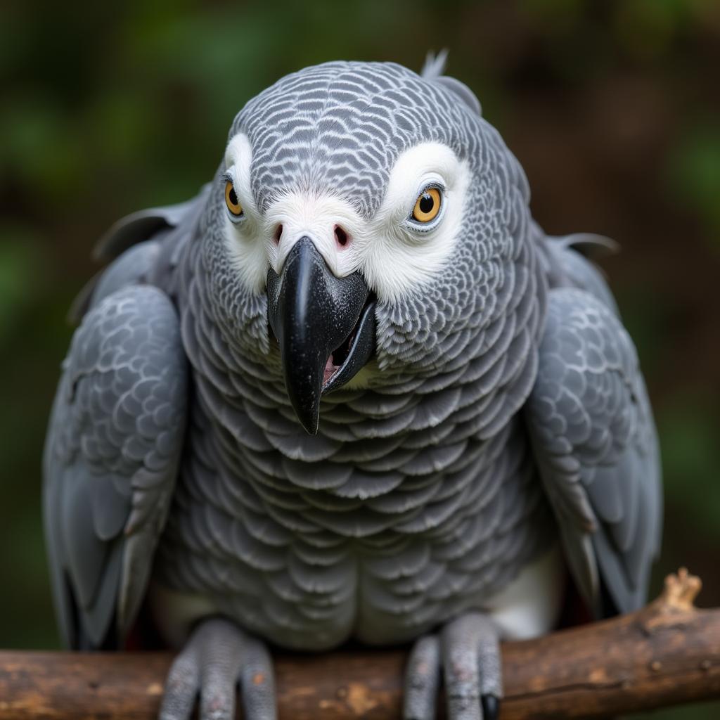 Healthy African Grey Parrot Perched on a Branch