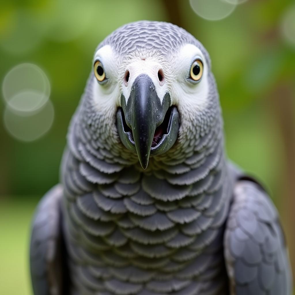 A Healthy African Grey Parrot with Bright Eyes and Smooth Feathers