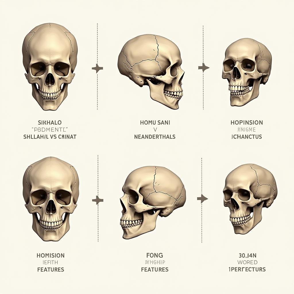 Homo Sapiens Skull Compared to Other Hominins