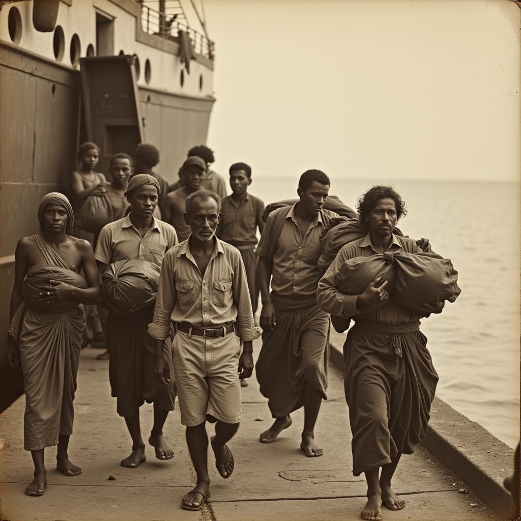 Indian Indentured Laborers Arriving in Africa