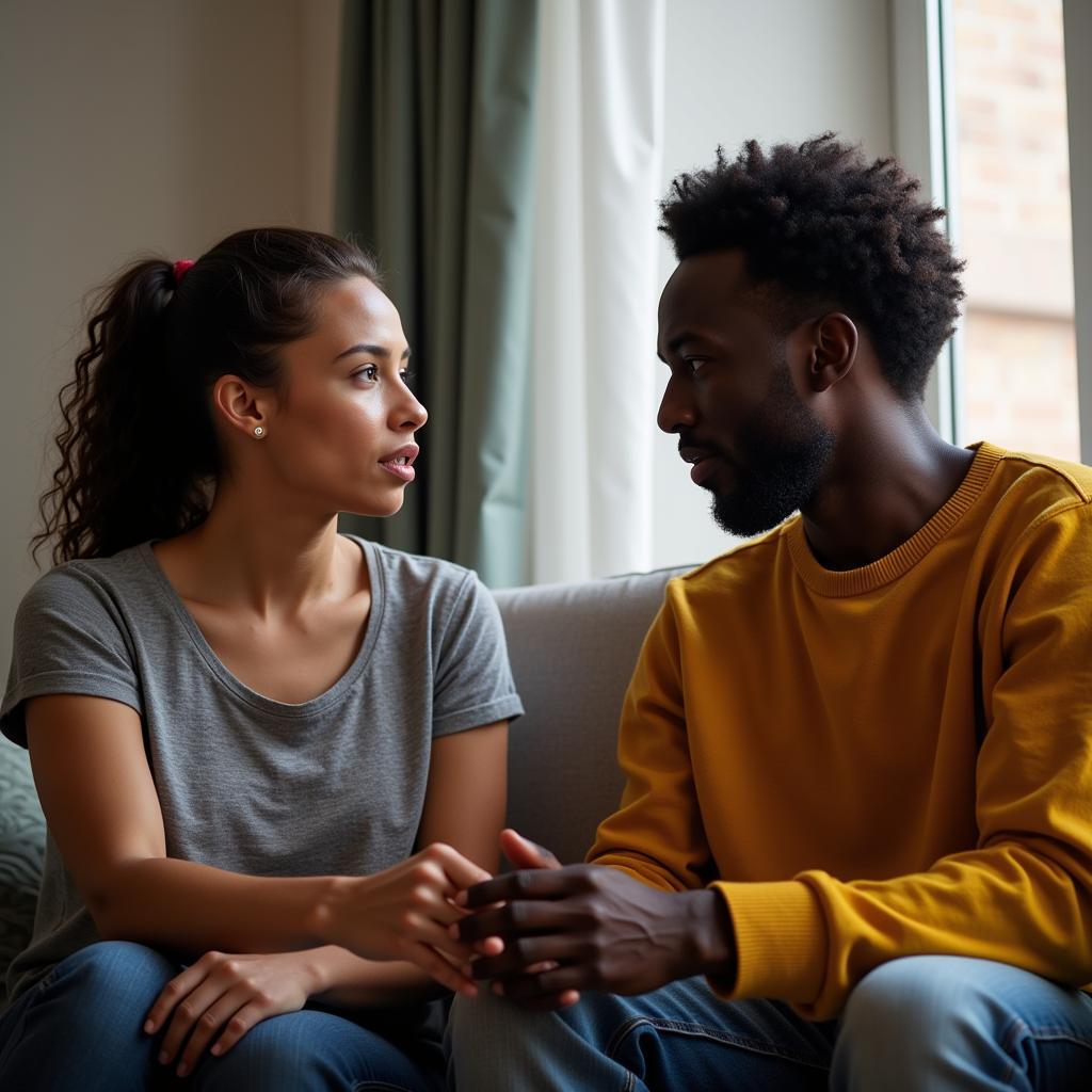 Interracial Couple Communicating Openly