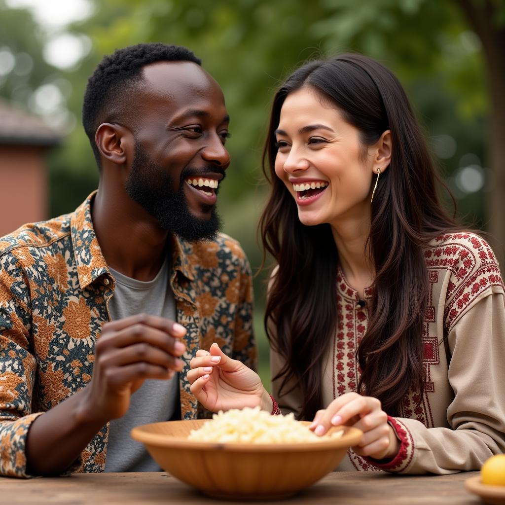 Interracial Couple Sharing Cultural Experiences