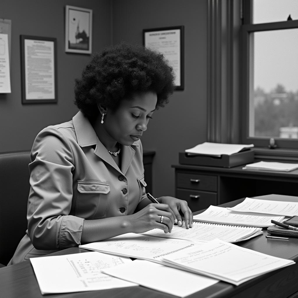 Katherine Johnson, a brilliant African American mathematician, working at NASA.