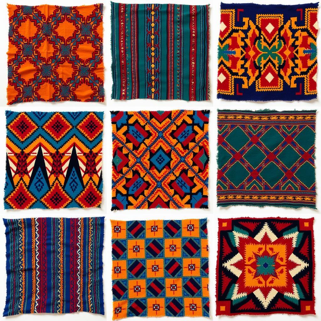 Variety of Kente Cloth Patterns and Colors