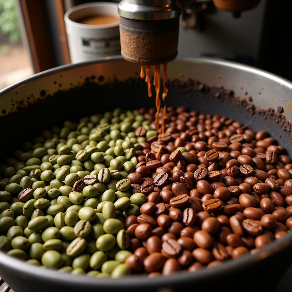 Kenyan Coffee Beans Being Roasted