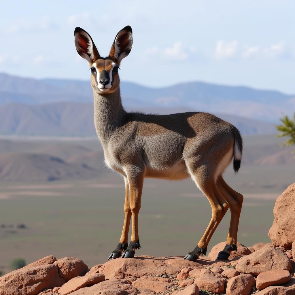 Klipspringer Navigating Rocky Terrain in African Landscape