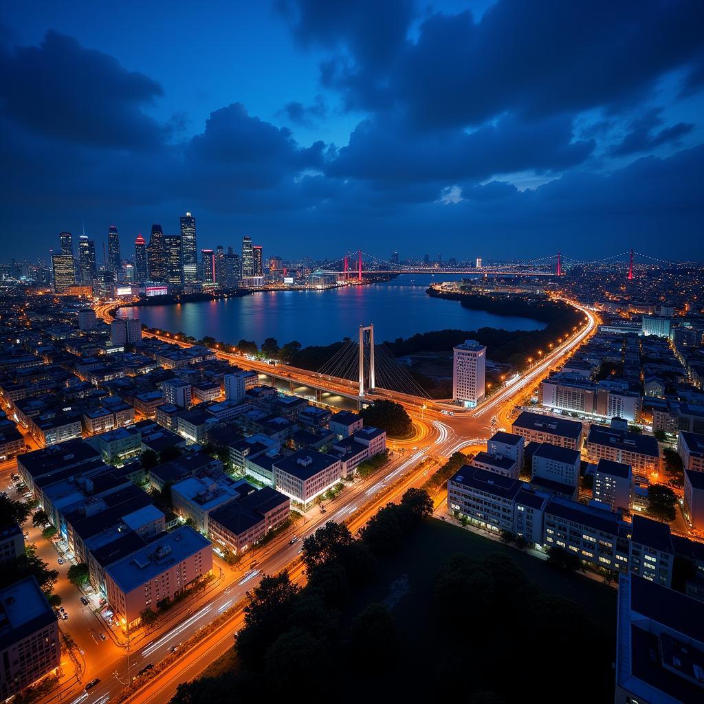 Lagos Nigeria Cityscape at Night