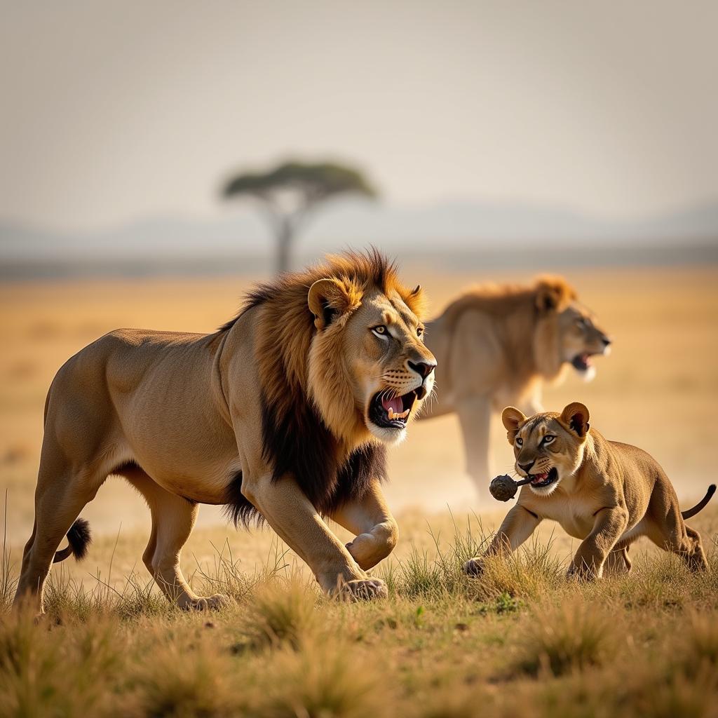 Lion Pride Hunting in the Serengeti