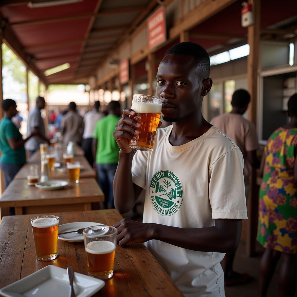 Enjoying a Local East African Beer