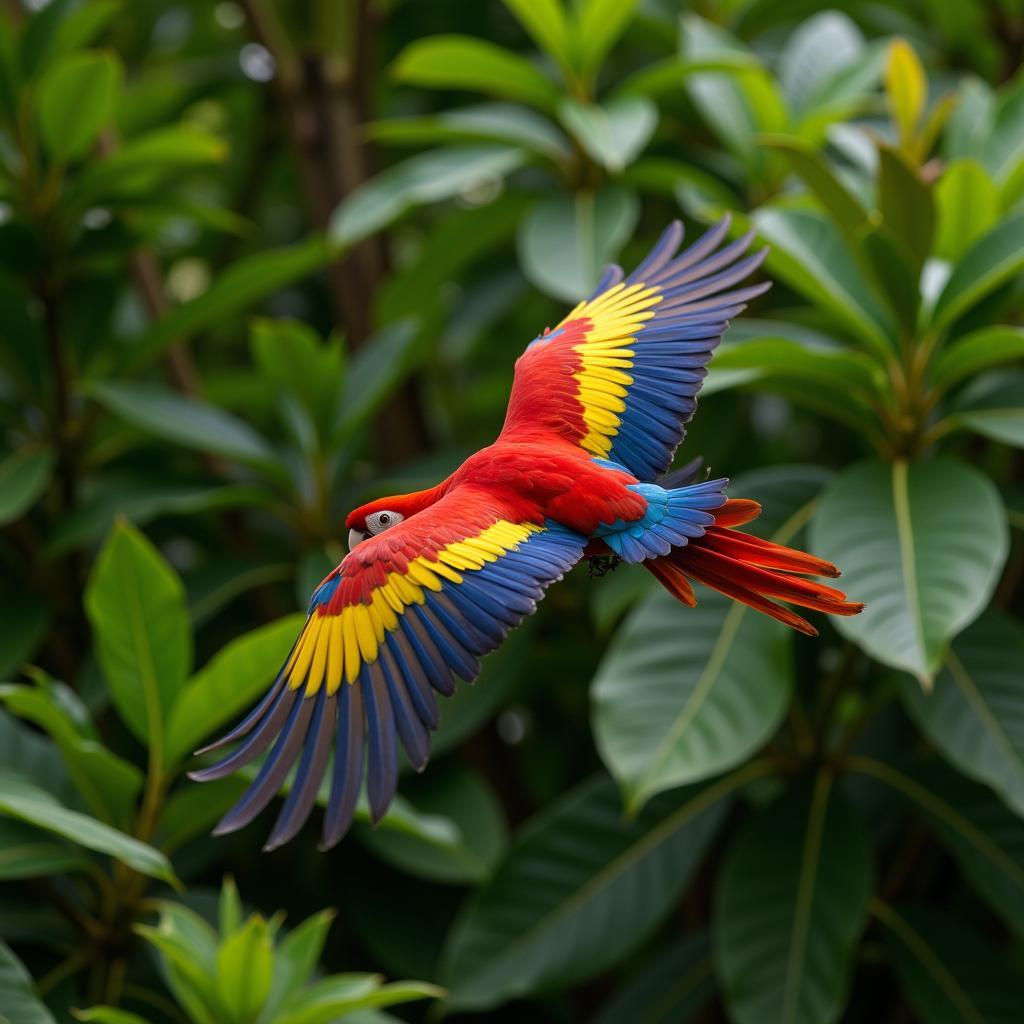 Macaw Parrot in Flight