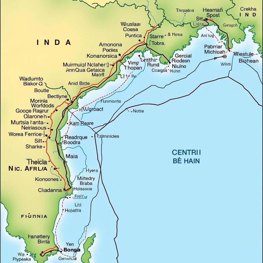 Map of Ancient Trade Routes between Africa and South Asia