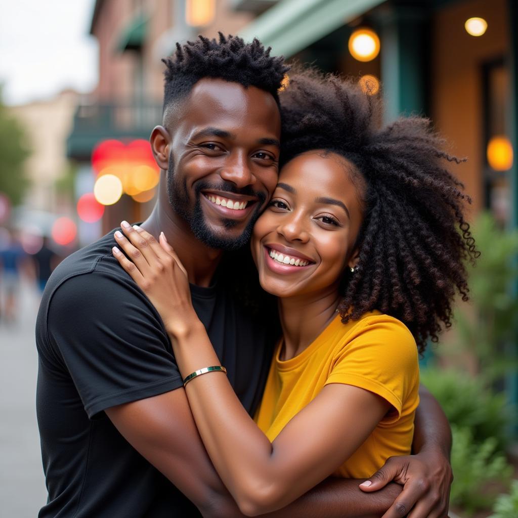 Modern African American Couple Embracing