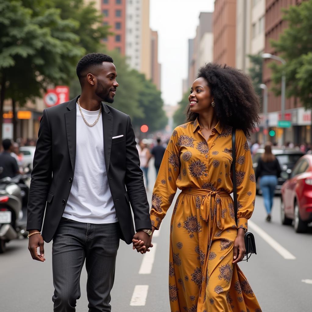 Modern African Couple in a City