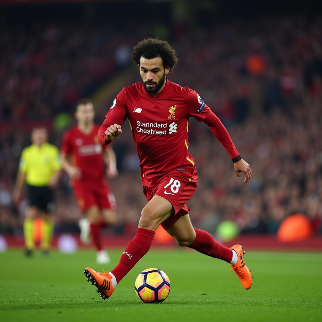 Mohamed Salah playing for Liverpool FC