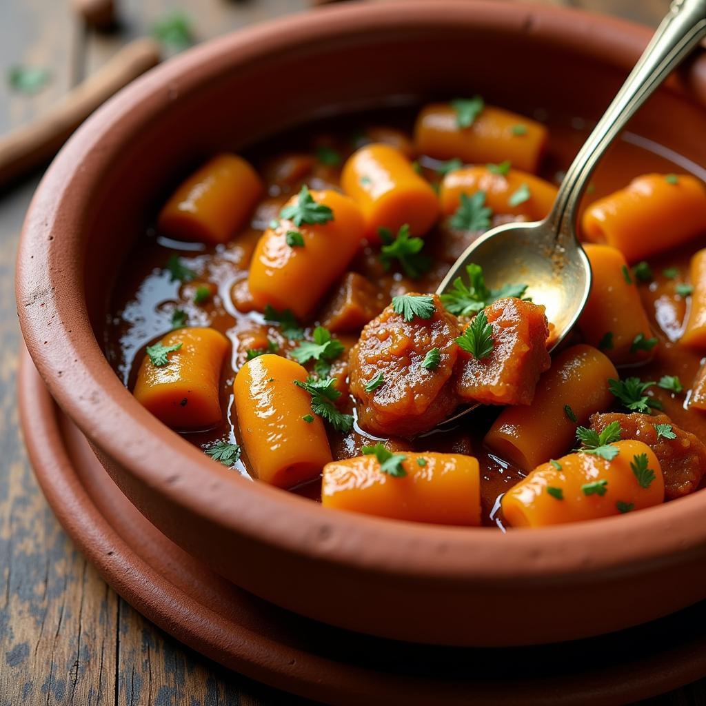 Moroccan Tagine Cooking in a Traditional Clay Pot