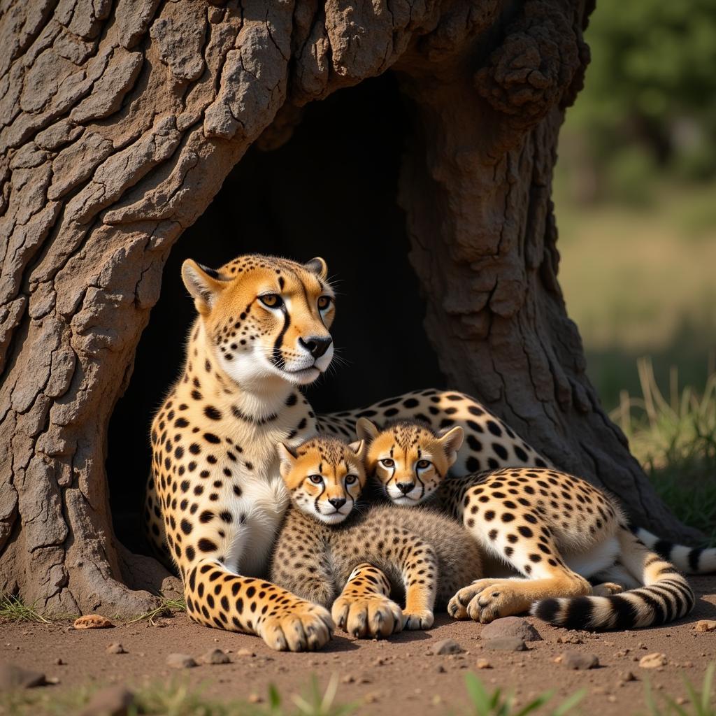 Mother Cheetah with Cubs