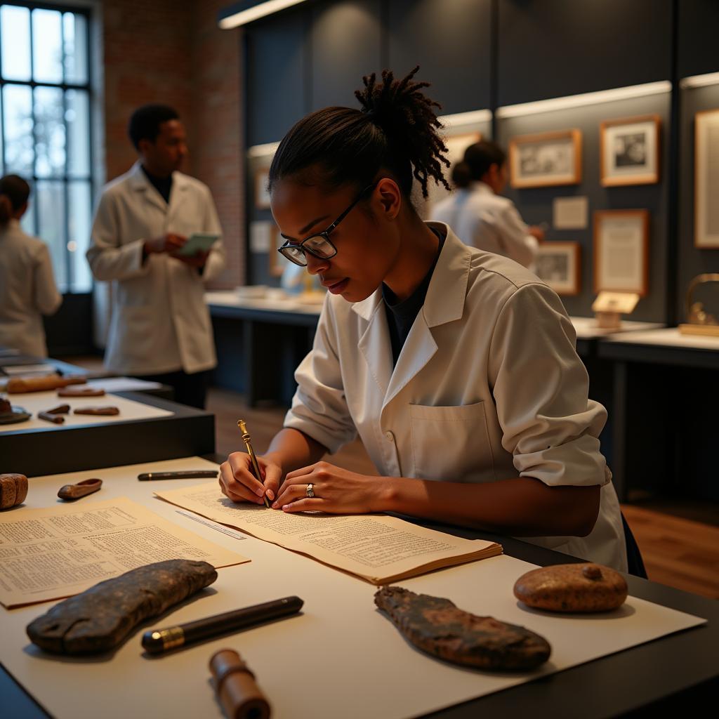 Museum Curator Examining African American Artifacts