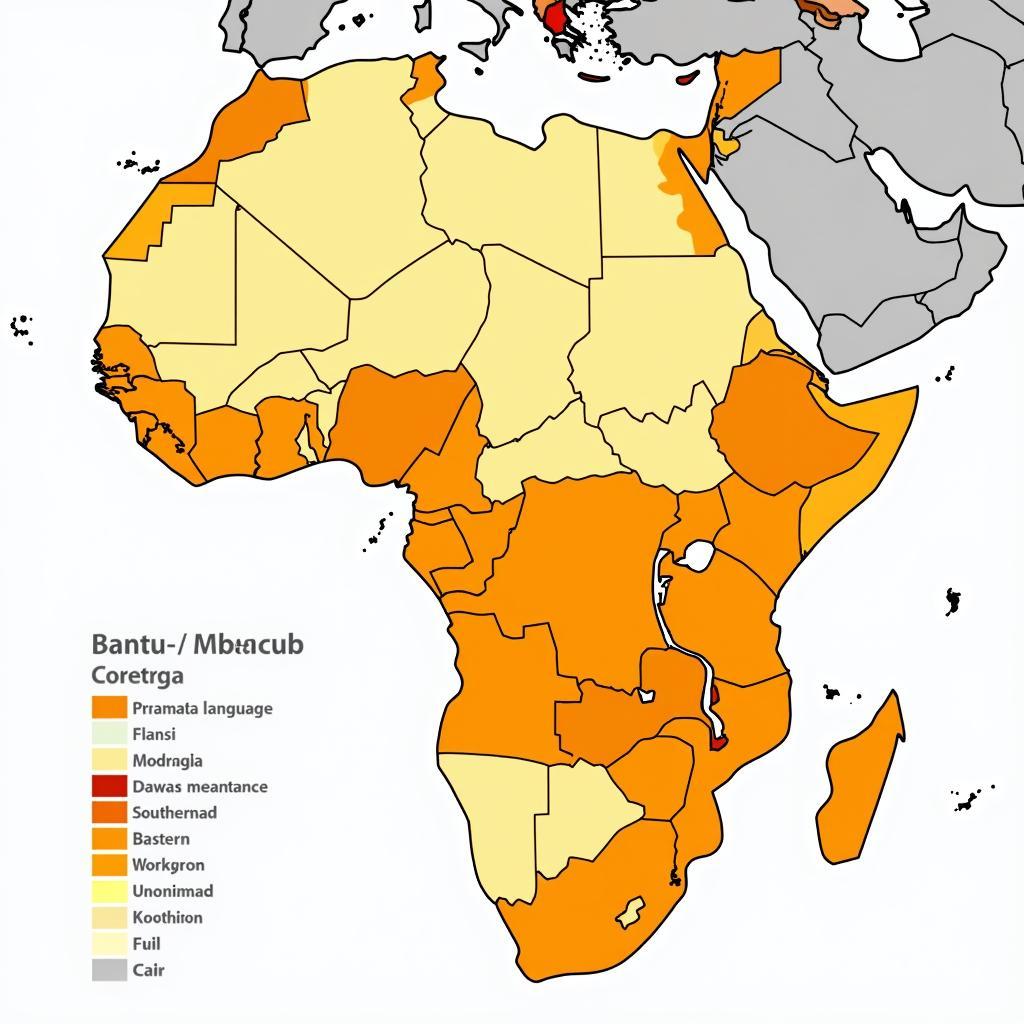 Map showing the distribution of Niger-Congo languages across Africa