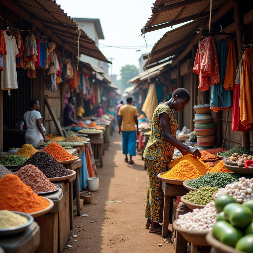 Bustling Nigerian Market Scene