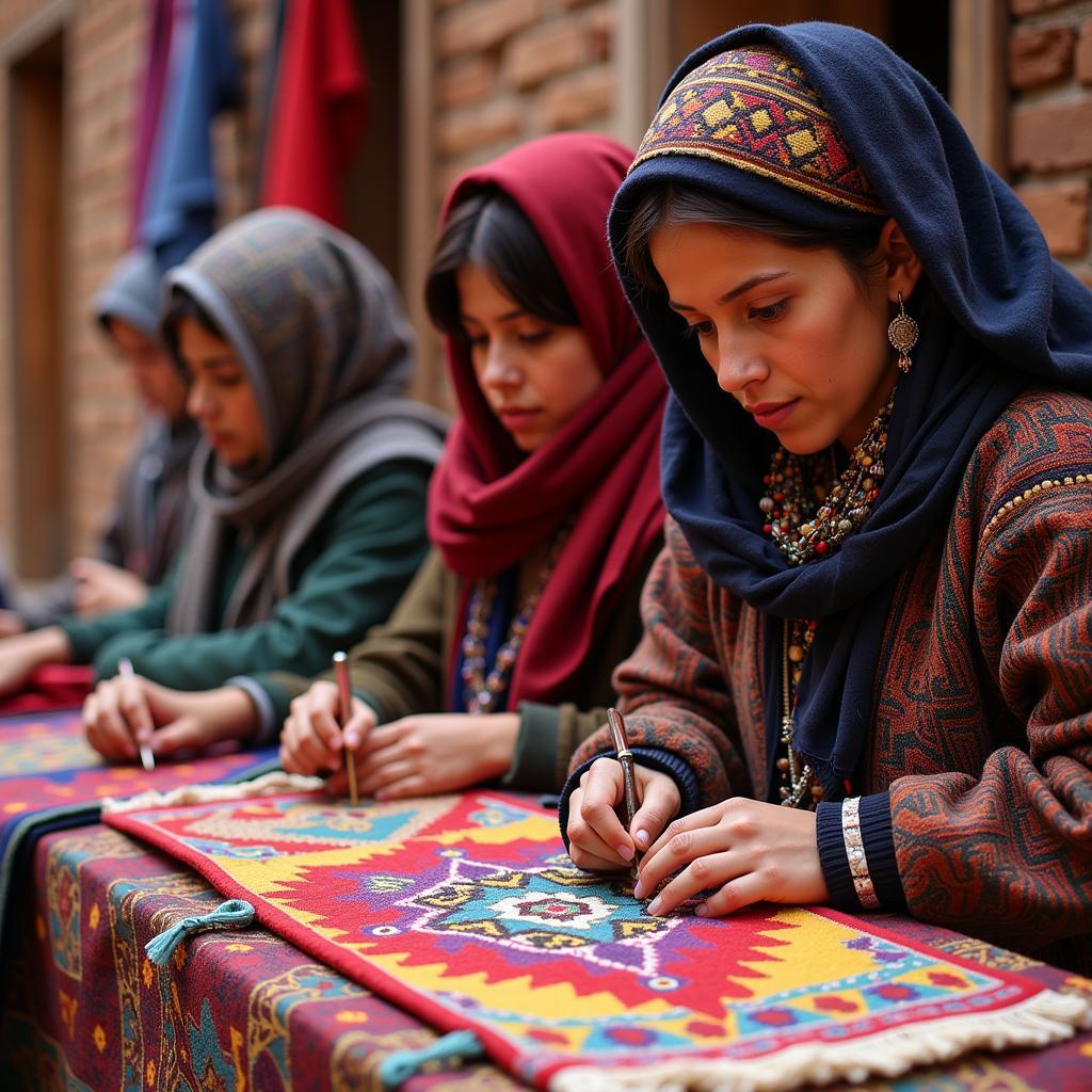 North African Berber Community Practicing Traditional Crafts