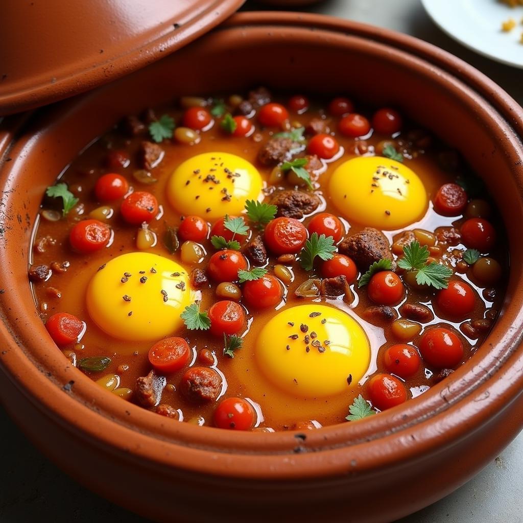 North African Tagine with Eggs and Tomatoes