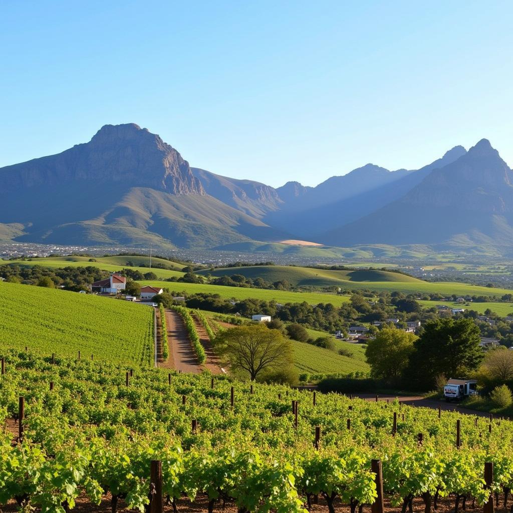 Paarl vineyards and mountains