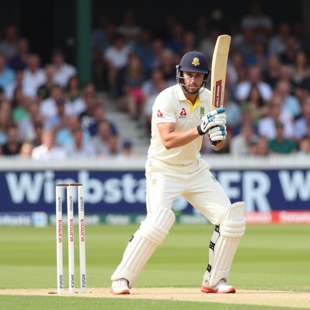 Robin Adams demonstrating his batting technique