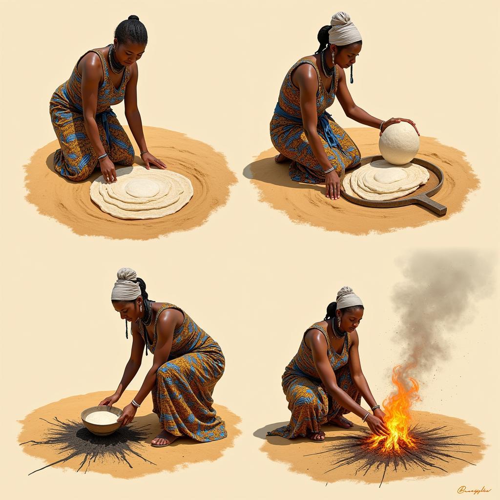 Sand Chapati Cooking Process in East Africa