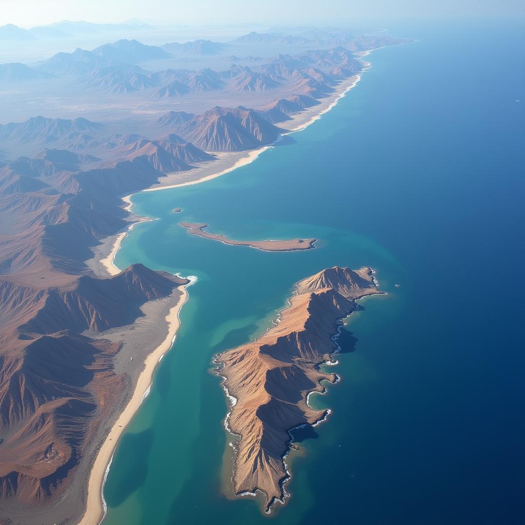 Somalia coastline aerial view showcasing the diverse landscape and vast expanse