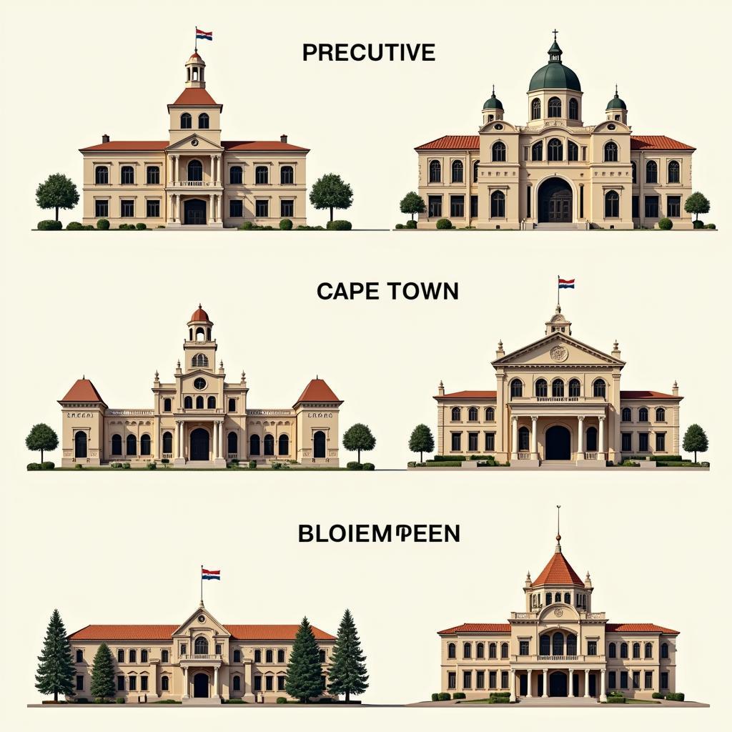 South Africa's three capital cities government buildings