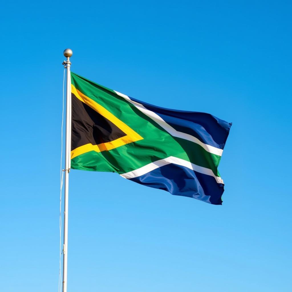 South African Flag Waving in the Wind