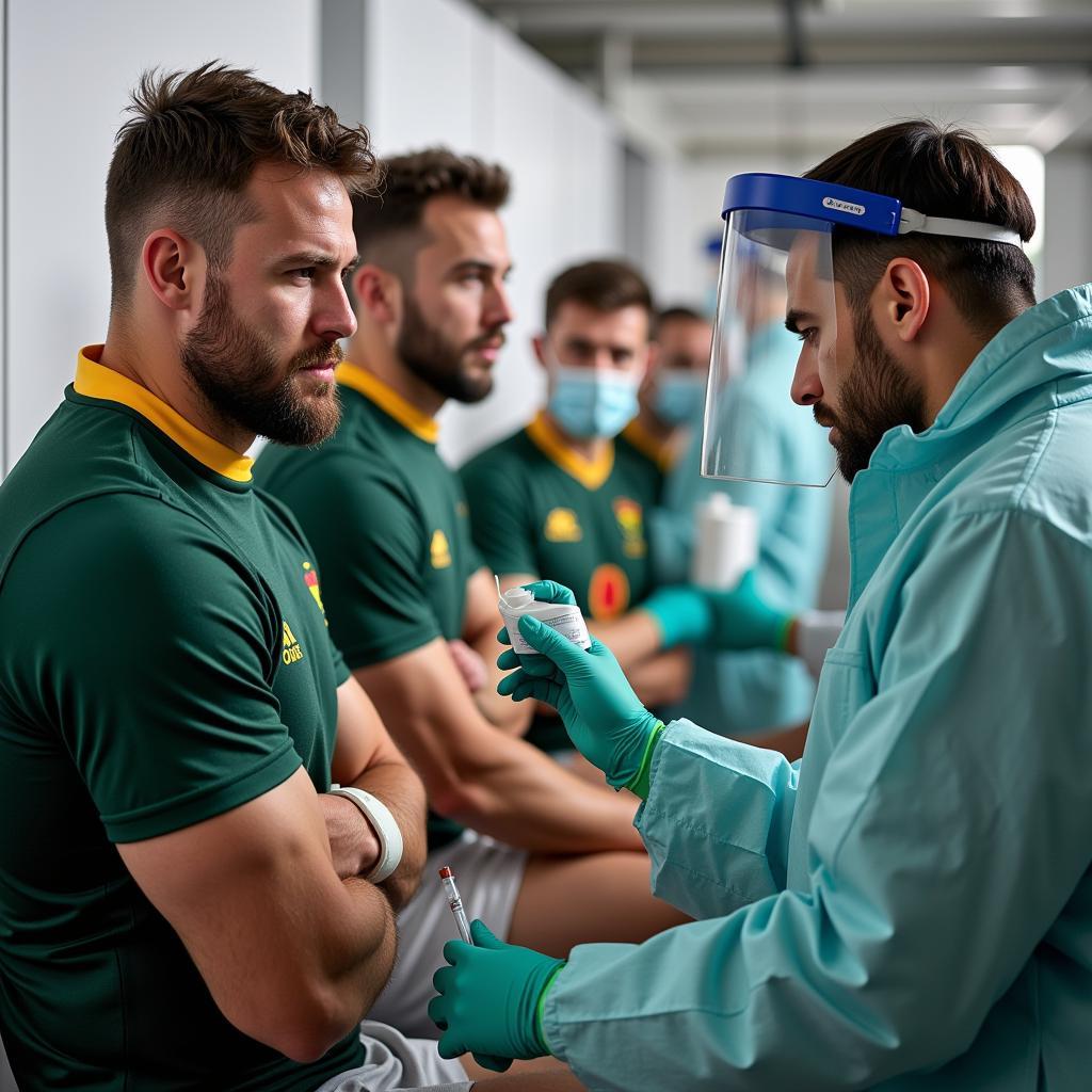 South African Rugby Players Undergoing Testing