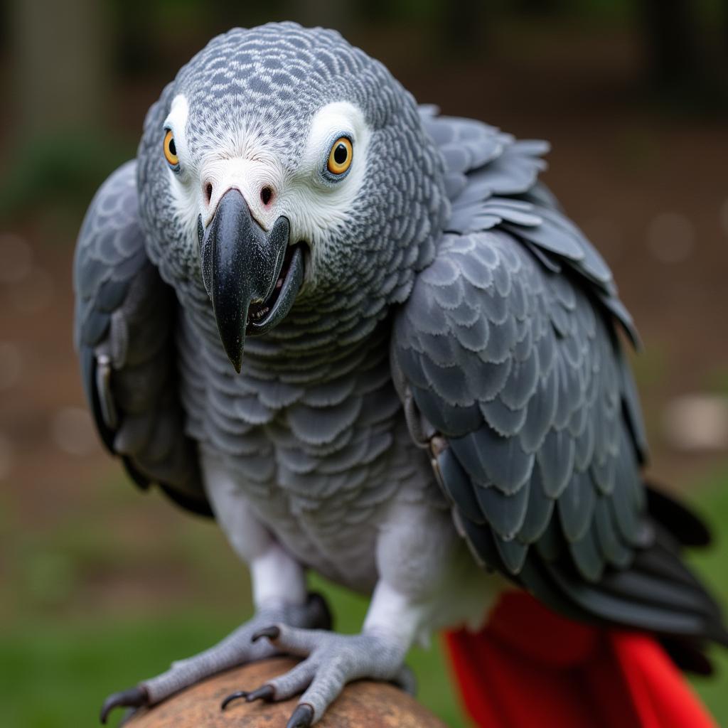 Stressed African Grey Missing Tail Feathers