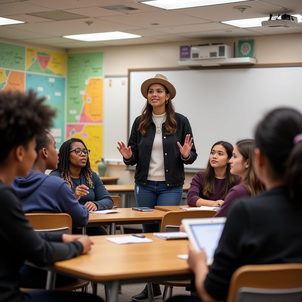 A teacher engaging African American students in a culturally relevant lesson