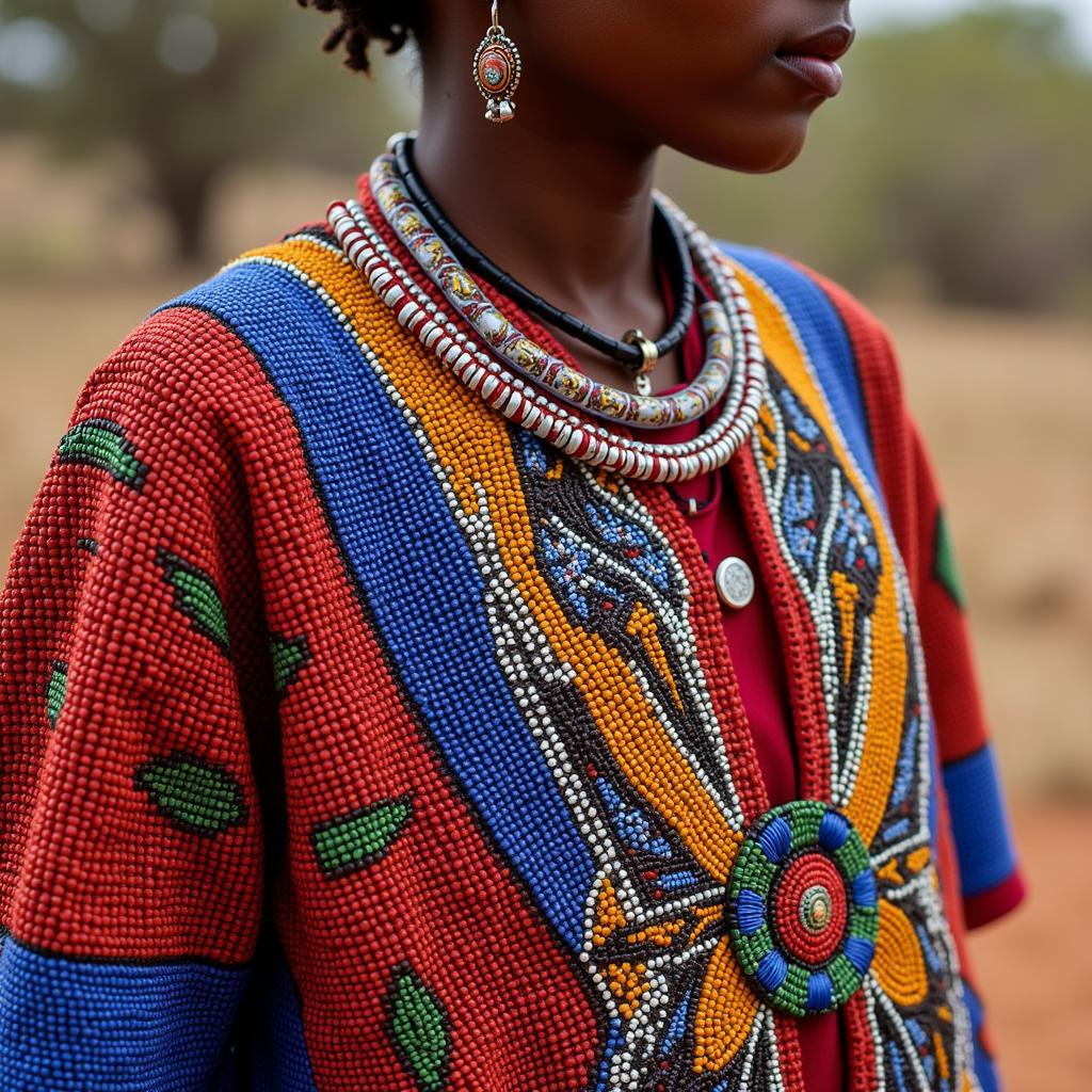 Traditional African Beadwork on a Girl's Dress