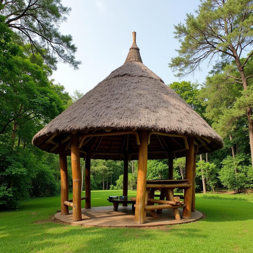 Traditional African Gazebo with Thatched Roof