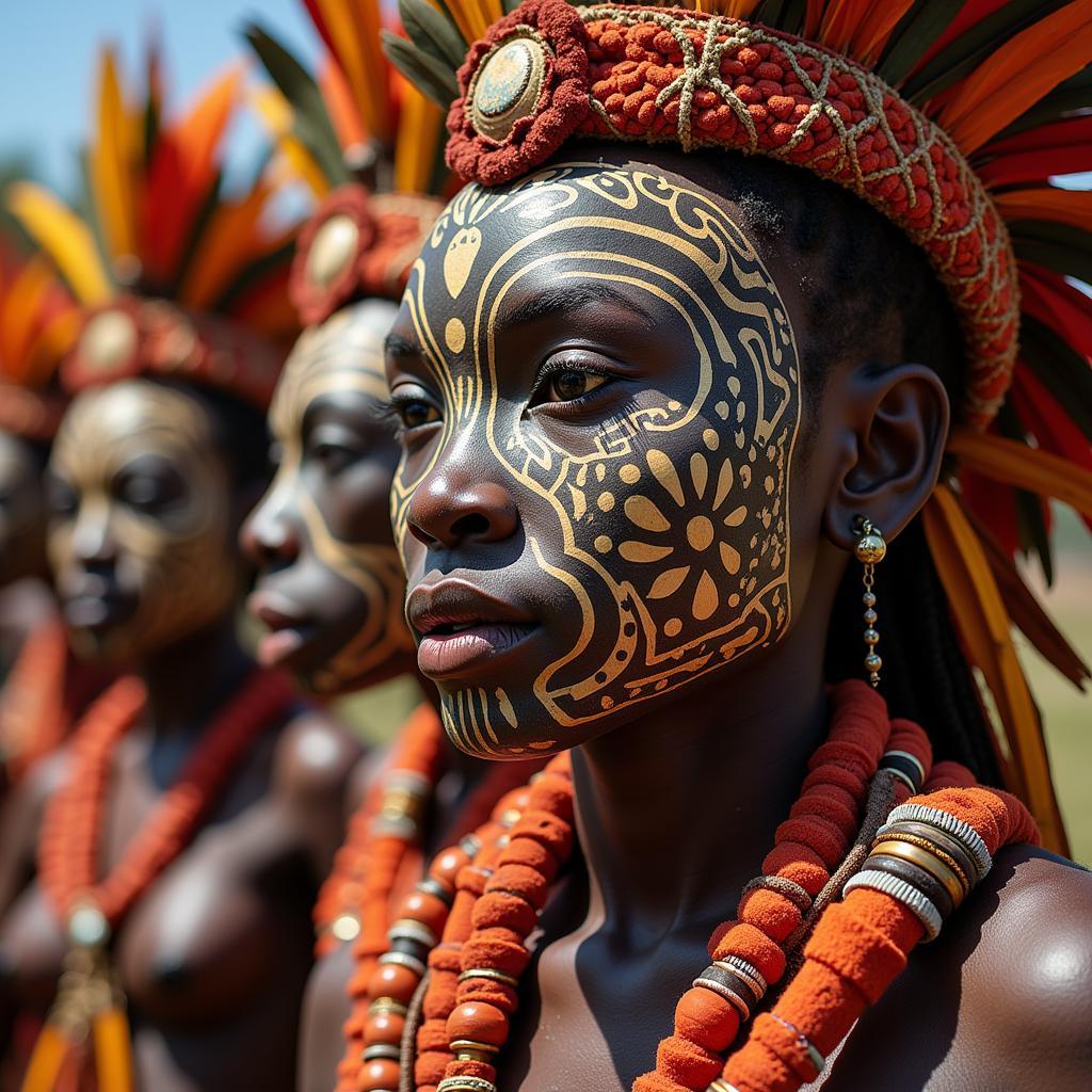 Traditional African Mask Used in a Tribal Ceremony