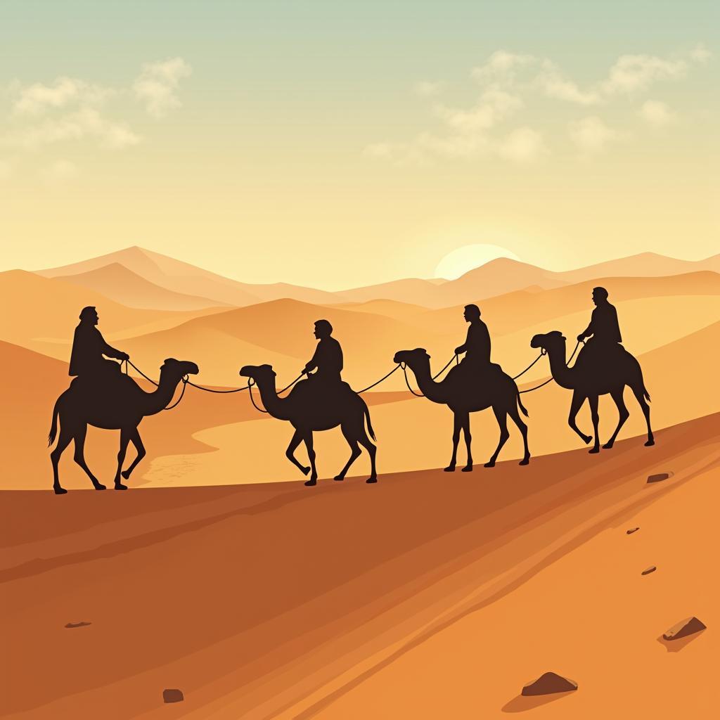 Trans-Saharan Trade Routes and Camel Caravan