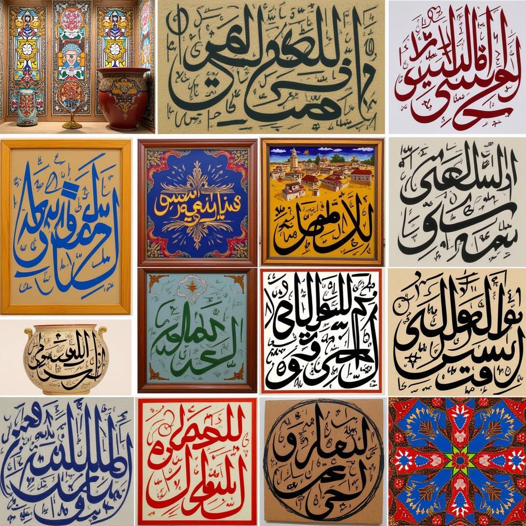 Examples of Tunisian Arabic Calligraphy in Various Artistic Forms