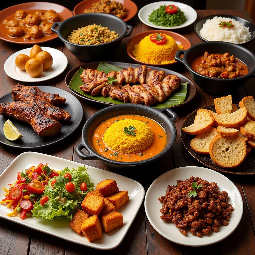 A Colorful Spread of Various African Dishes