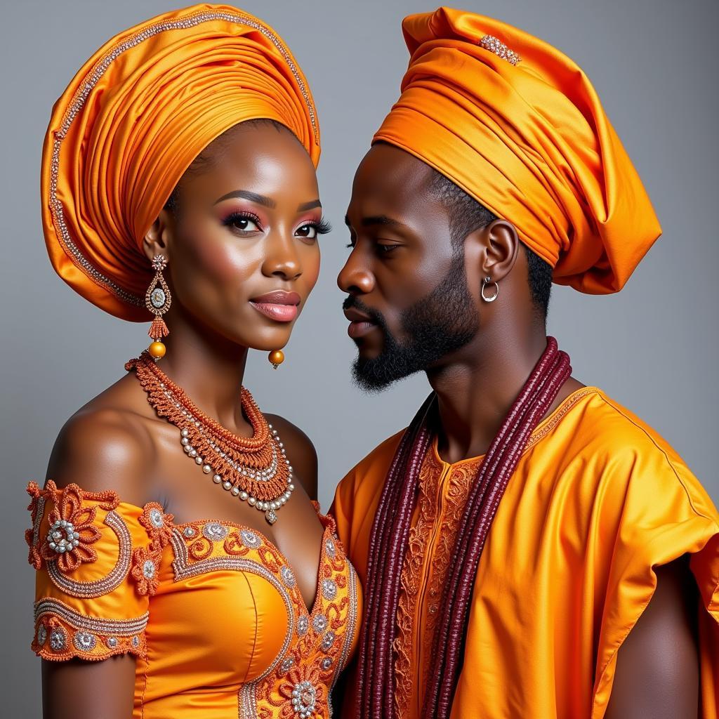 West African Aso Oke Wedding Attire