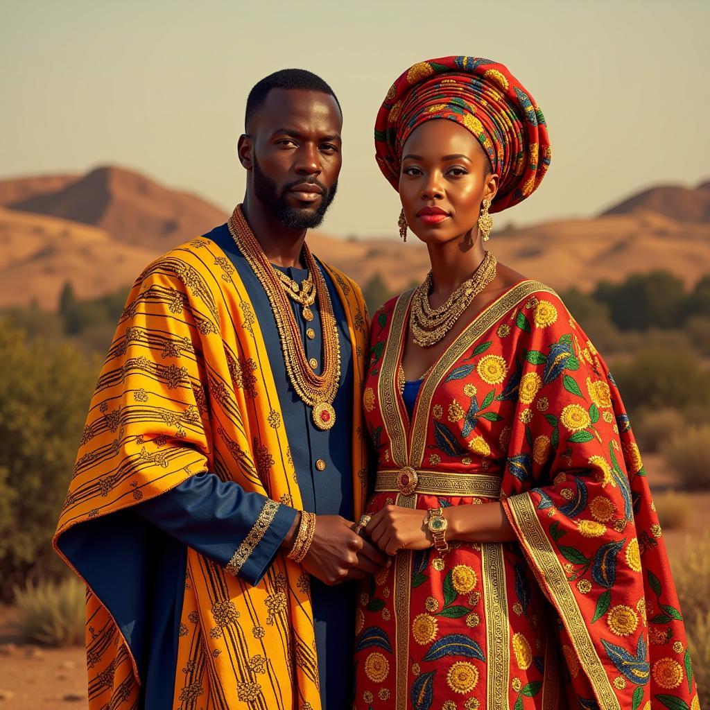 West African King and Queen Costumes: Vibrant and Colorful