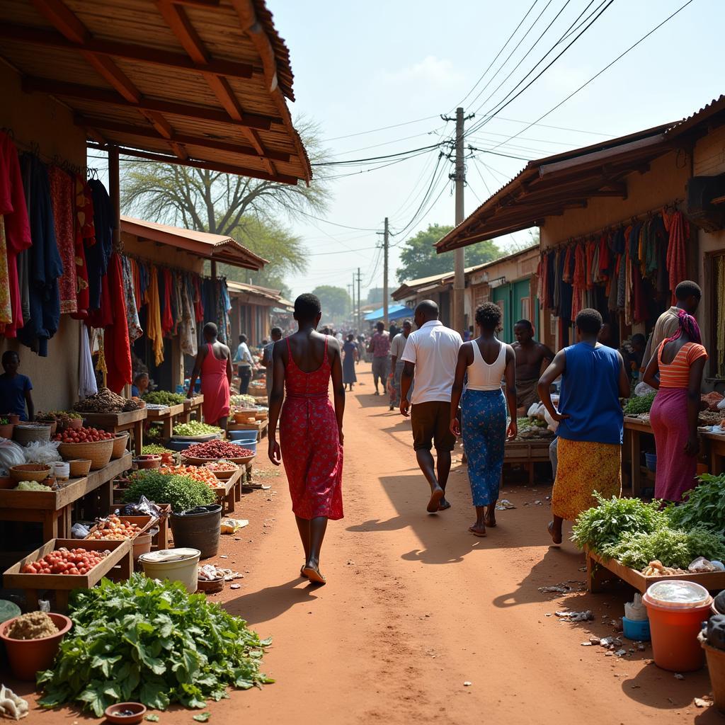 Bustling West African Market Scene