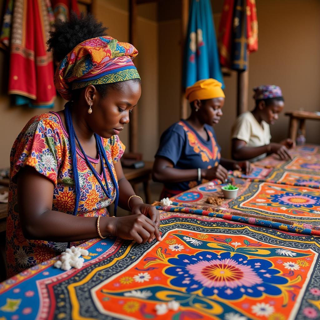 Skilled West African Textile Artisans at Work